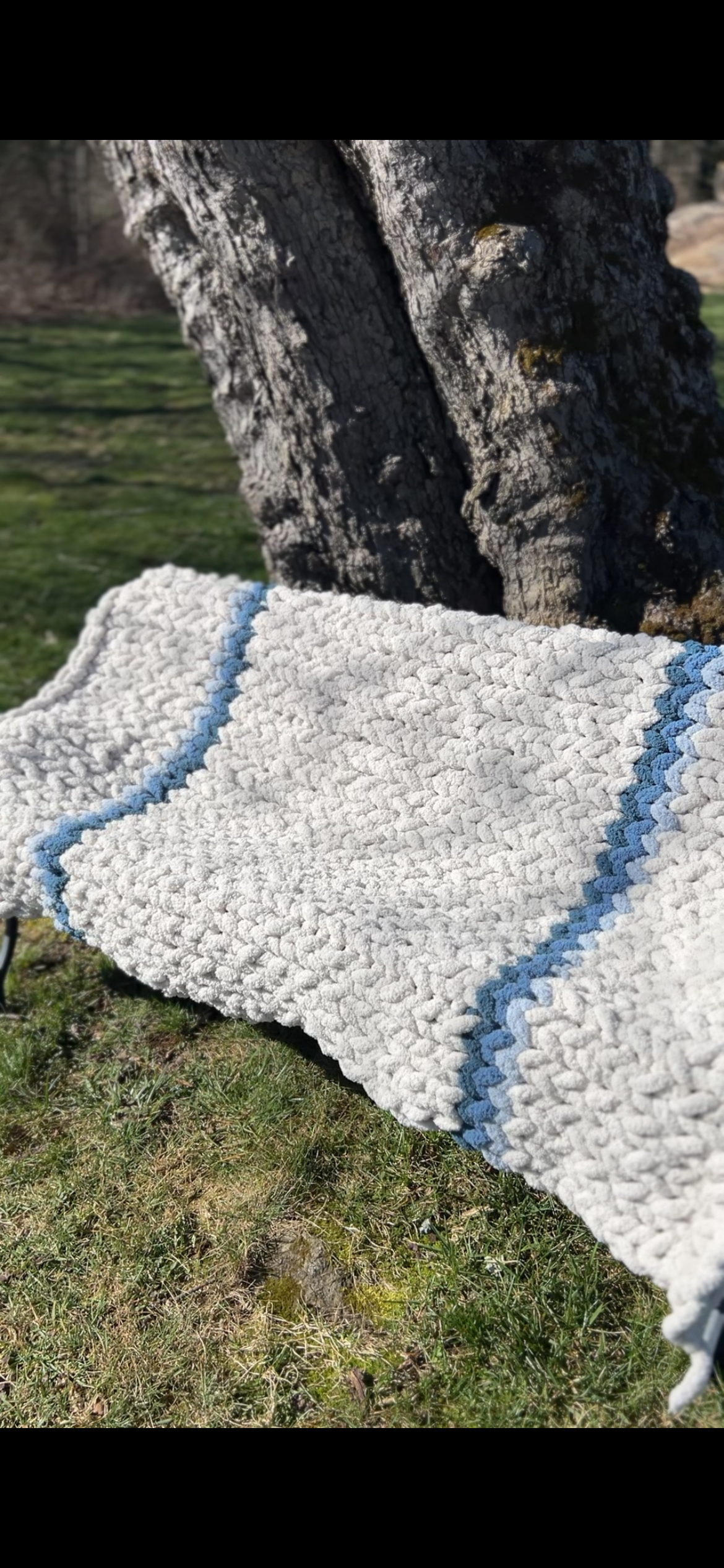 Cozy Coastal Hand Knit Blanket