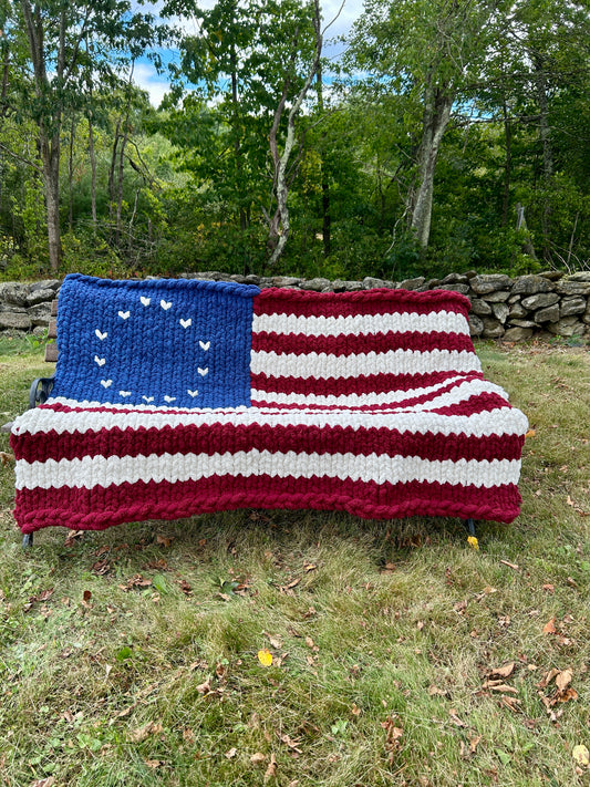 OLD GLORY Hand Knit Blanket