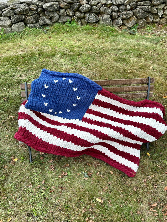 OLD GLORY Hand Knit Blanket